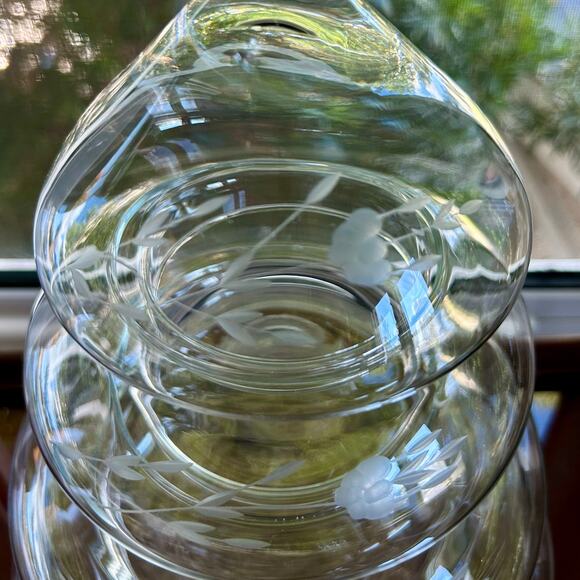 Princess House 4 Piece Etched Glass Stacking Christmas Tree With Original Box - Picture 9 of 14